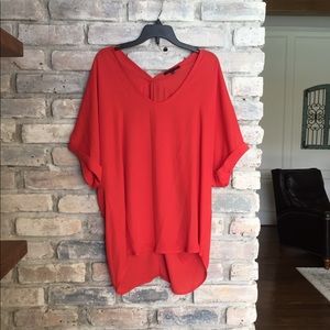 Orange/Red Flowy Blouse